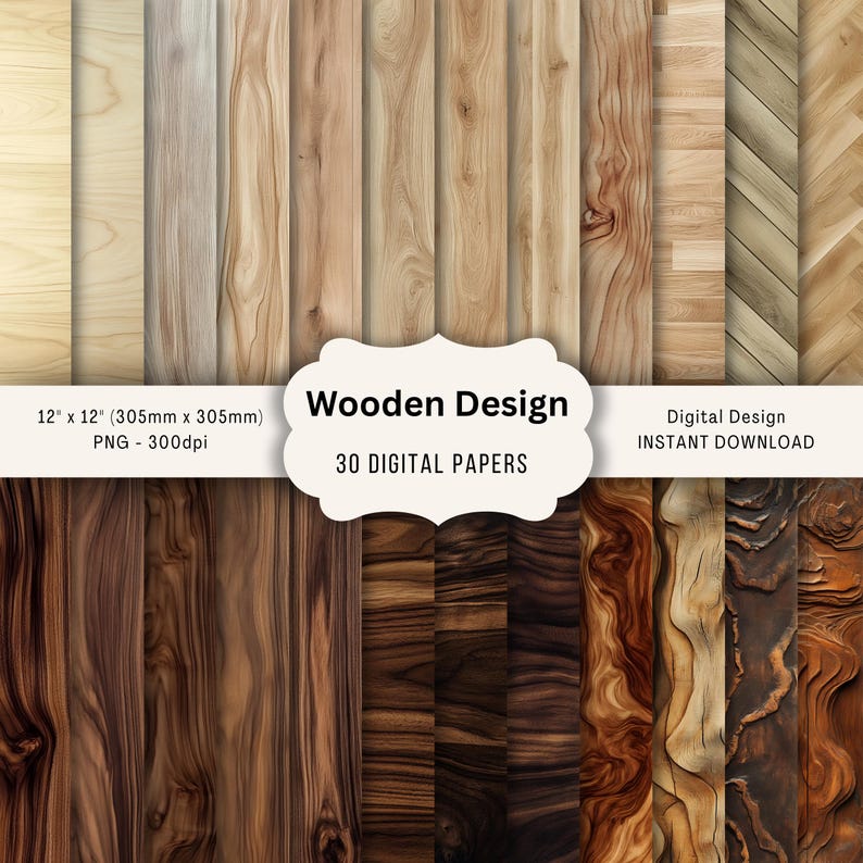 Wood Grain Digital Paper Textures - Scrapbook Backgrounds (digital ...