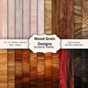 Wood Grain Textures - Light and Dark Natural Wood Digital Paper Textures, Printable Scrapbook Paper Backgrounds Instant Digital Download