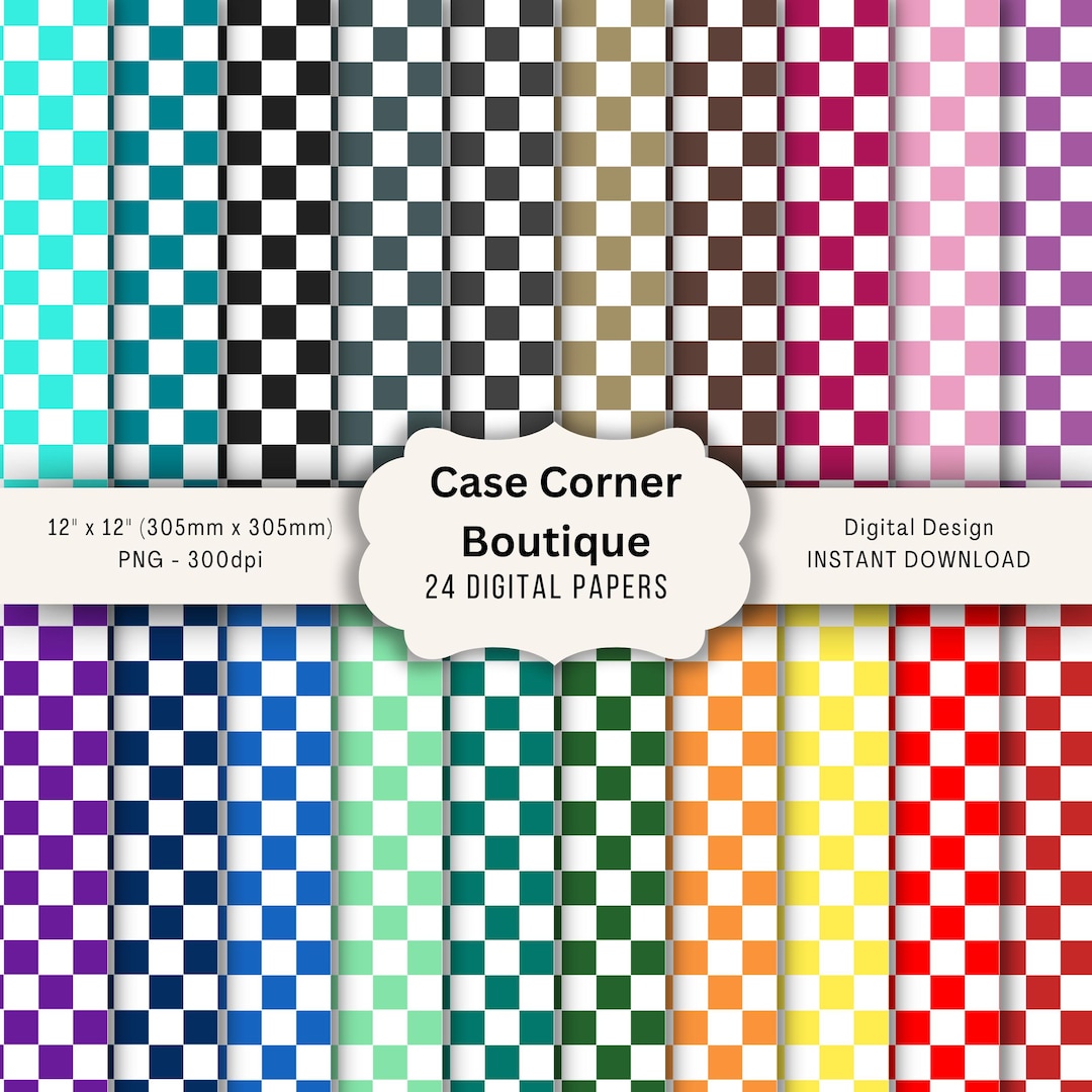 Retro Checkerboard Digital Paper Pack, Seamless Patterns (digital ...