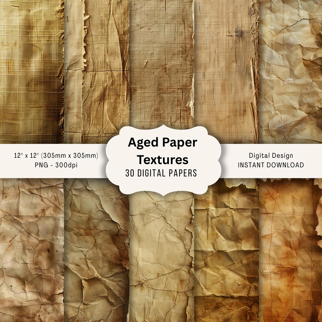 Aged Paper Textures, Vintage Backgrounds (30 PNG Digital Papers) - Etsy