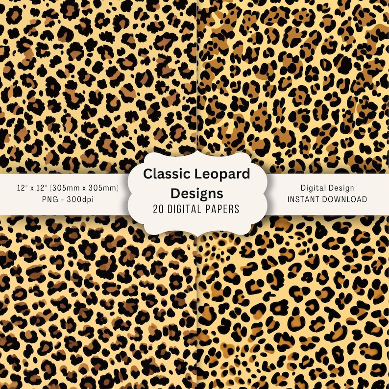 Classic Leopard Print Digital Paper Pack – Brown Animal Print ...
