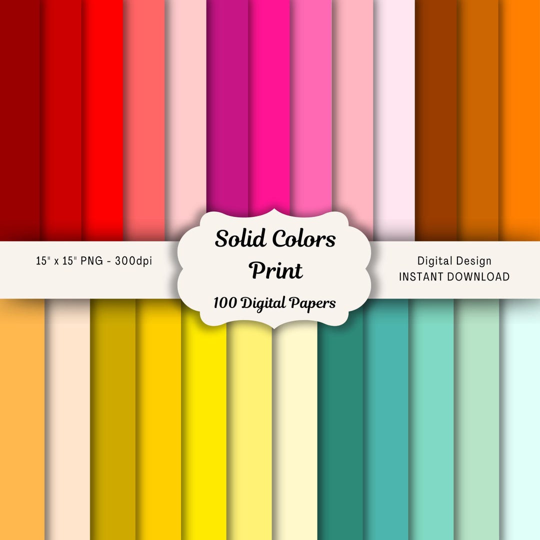 Rainbow Solid Color Digital Paper Pack, Scrapbook Backgrounds (digital ...