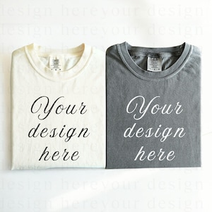 Comfort Colors 1717 Flat Lay Couple Mockup, Flat Lay 1717 Pepper Ivory Mockup, 1717 Folded Mockup, C1717 Friends Mockup,Folded Mockup Pepper