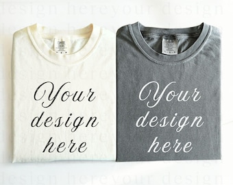 Comfort Colors 1717 Flat Lay Couple Mockup, Flat Lay 1717 Pepper Ivory Mockup, 1717 Folded Mockup, C1717 Friends Mockup,Folded Mockup Pepper