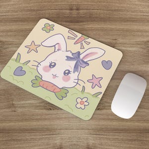 Cute Kawaii Mouse Pad, Gaming Desk Mat Kawaii, Kawaii Desk Decor, Gamer Girl Mouse Pad, Kawaii Mouse Pad, Bunny Mouse Pad, Bunny Desk Decor