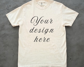 Grunge Comfort Colors 1717 Ivory Mockup, Flat Lay 1717 Ivory Mockup, Streetwear Aesthetic Ivory Mockup, Flat Lay Ivory Shirt Mockup Front