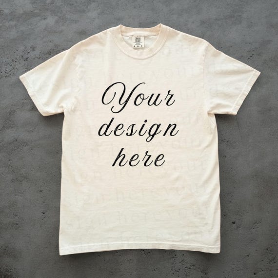 Grunge Comfort Colors 1717 Ivory Mockup, Flat Lay 1717 Ivory Mockup, Streetwear Aesthetic Ivory Mockup, Flat Lay Ivory Shirt Mockup Front