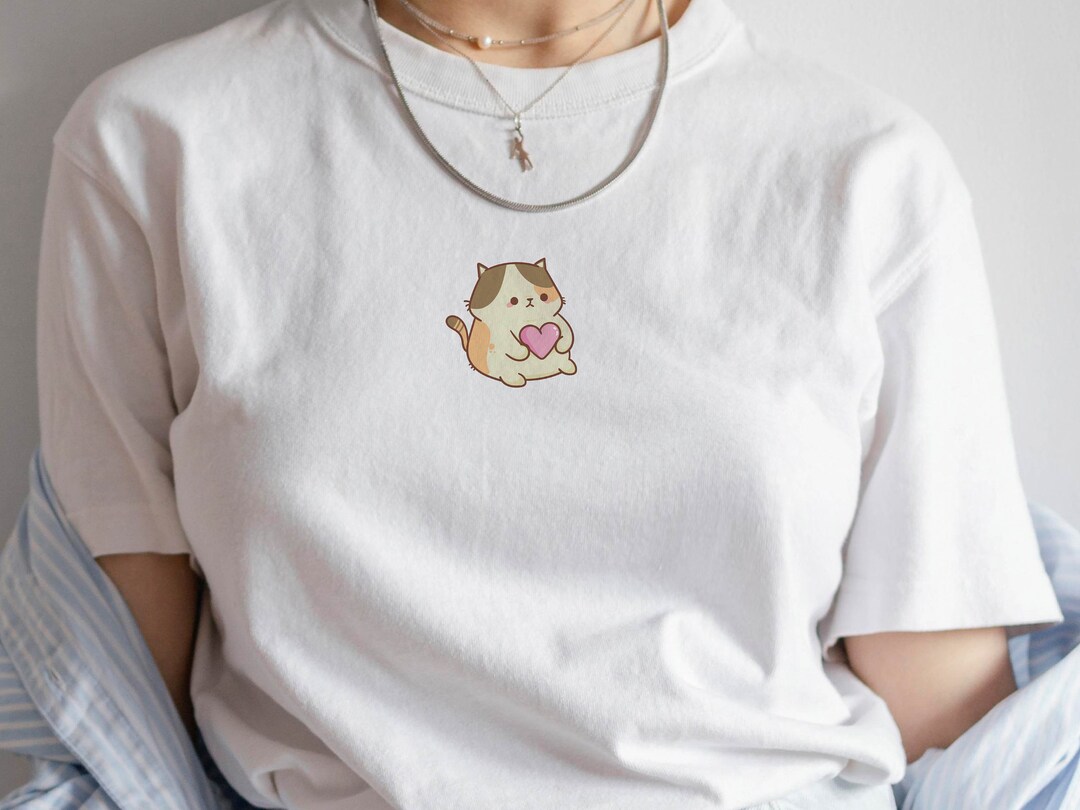 Kawaii Cat Shirt Kawaii Animal Shirt Cute Aesthetic Cat Etsy