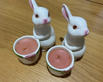 Pair of Vintage Avon bunny candle holders