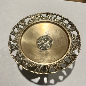 Brass platter / dish Grape and Vines