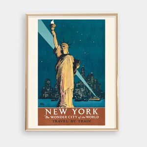 DOWNLOAD DIGITAL – Impressão vintage de Nova York, arte de parede patriótica Liberty, pôster de viagens dos EUA, decoração retrô, arte de parede colorida, arte de parede para impressão