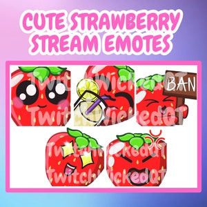 Cute Strawberry Fruit Emotes for Twitch Discord Kick