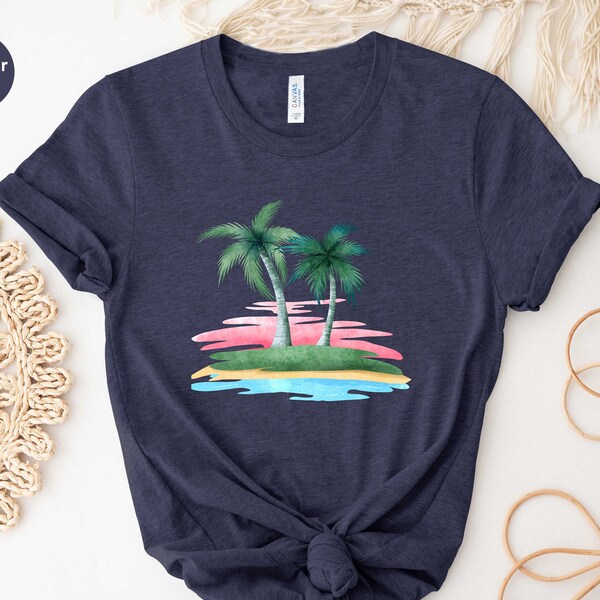 Palm Tree Shirt, Tropical Island, Summer Holiday Tee, Hawaii California Florida Beach Shirt, Summer Tee, Retro Summer Shirt, Vacation Tshirt