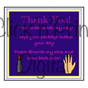 Printable PDF Thank You Notes from Small Businesses. Beauty and Nail businesses. Digital File only