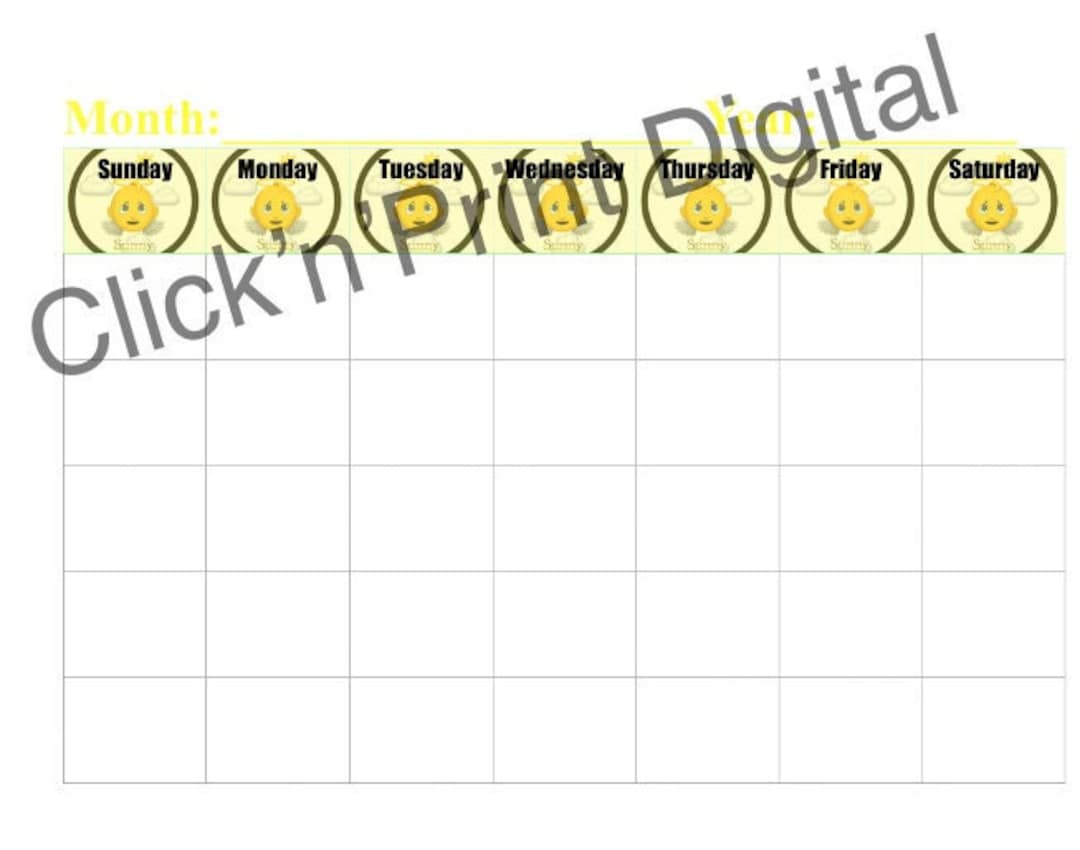 Sun-sat!! Blank Calendar Months to Print Out or Use Digitally for ...