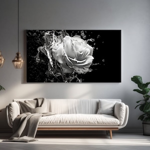 Weiße Rose, Leinwanddruck, Wohnkultur, Leinwandkunst, Leinwanddesign, Leinwandwandkunst, Wandkunst, Perfektes Geschenk, Raumdekor, fertig zum Aufhängen