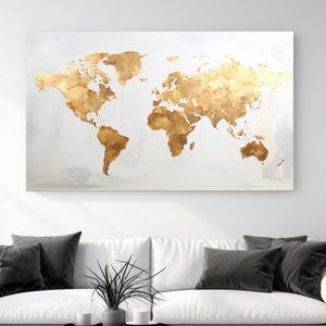 Goldene Karte, Abstraktes Design, Leinwanddruck, Wohnkultur, Leinwand Wandkunst, Wandkunst, Geschenk, Ästhetik, Raumdekor, fertig zum Aufhängen