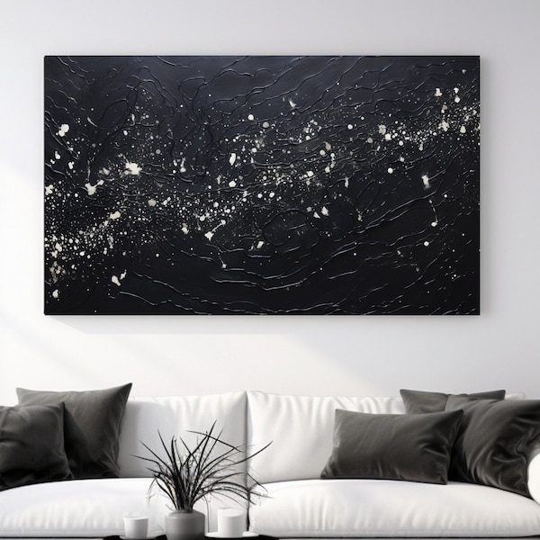 Zwart design, luxe, abstract ontwerp, canvas print, decor van het huis, canvas kunst aan de muur, kunst aan de muur, cadeau, esthetisch, kamer decor, klaar om op te hangen