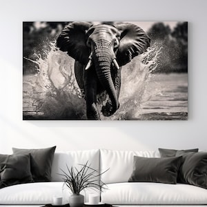 Elephant, Design I, Canvas Print, Home Decor, Canvas Wall Art, Wall Art,Animal Wall, Wildlife Art, Black and White, Perfect Gift, Room Decor