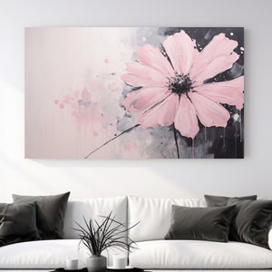 Pink Flower Painting, Abstract Design, Canvas Print, Home Decor, Canvas Wall Art, Wall Art, Gift, Aesthetic,Room Decor, Ready To Hang