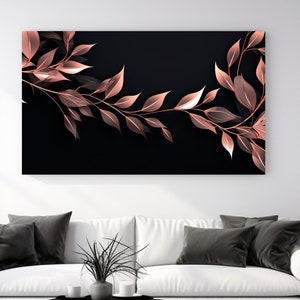 Rosegold Leave Design, Canvas Print, Home Decor, Canvas Wall Art, Modern Design,Wall Art, Gift, Luxury Room Decor, Livin Room,Ready To Hang