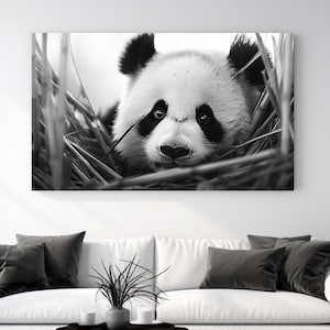Panda Design II, Canvas Print, Home Decor, Canvas Wall Art, Wall Art,Animal Wall, Wildlife Art, Black and White, Perfect Gift, Room Decor