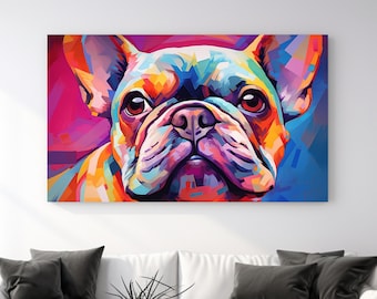 Bulldog, Funny Watercolour , Abstract Design, Canvas Print, Home Decor, Canvas Wall Art, Perfect Gift, Hanging, Room Decor, Ready To Hang