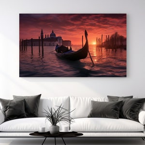 Venice, Gondol, Sunset, Design, Canvas Print, Home Decor, Canvas Wall Art, Wall Art, Perfect Gift, Room Decor, Ready To Hang