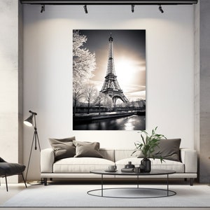 Design da Torre Eiffel, Paris, Estética, Preto e Branco, Cidade, Impressão em Tela, Decoração para Casa, Arte de Parede em Tela, Presente, Decoração de Quarto, Tapeçaria