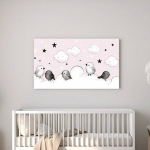 Sky Birds,Canvas Wall Art, Canvas Design Animal Kids Room Decor,Girls Nursery Decor, Nursery Canvas, Animal Prints, Kids Room, Gift, Newborn