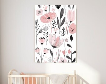 Little Flowers, Kids Design, Nursery Canvas, Nursery Decor, Canvas Wall Art, Canvas Picture, Girls Room Decor, Children, Gift, Wall Hangings