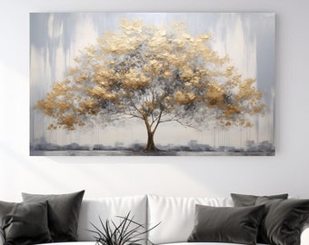 Gold Painting Tree, Abstract Canvas Print, Home Decor, Canvas Wall Art, Canvas Picture, Gift, Room Decor, Canvas Design, Ready To Hang