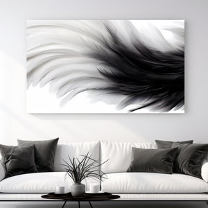 Black and White Feathers I, Canvas Print, Home Decor, Canvas Wall Art, Wall Art, Perfect Gift, Room Decor, Abstract Design, Ready To Hang