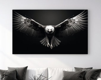 Eagle, Canvas Print, Home Decor, Canvas Wall Art, Wall Art, Animal Wall, Design Art, Black and White, Gift, Room Decor, Wall Hangings