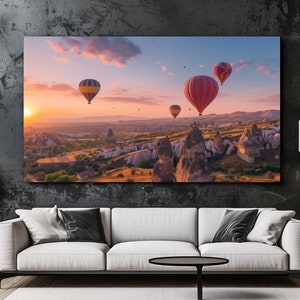 Capadócia, Turquia, Impressão em tela de luxo, Imagem em tela, Decoração para casa, Arte de parede em tela, Presente, Design da natureza, Decoração de quarto, Pronto para pendurar