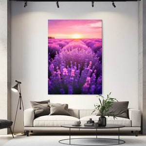 Campo de lavanda, design da natureza, impressão em tela, imagem em tela, decoração luxuosa para casa, arte de parede em tela, presente, decoração de quarto, tapeçaria