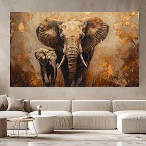 Elefant Malerei, Luxus Design, Tierbild, Leinwanddruck, Wohnkultur, Leinwand Wandkunst, Wandkunst, Geschenk, Raumdekor, fertig zum Aufhängen