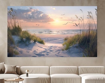 Serene Beach Scene, Birds, Luxury Canvas Print, Canvas Picture, Home Decor, Canvas Wall Art, Gift, Nature Design, Room Decor, Ready To Hang