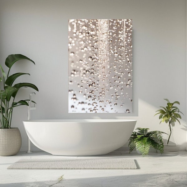Impresión abstracta en lienzo con purpurina cayendo, cuadro en lienzo, diseño de hogar de lujo, arte de pared en lienzo, regalo, decoración de habitación, tapiz