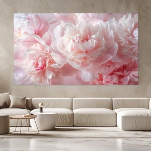 Flores de peônia, impressão floral em tela, decoração para casa, arte de parede em tela, quadro em tela, presente perfeito, decoração de quarto moderna e natural, pronta para pendurar