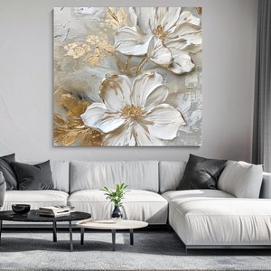 Weiße Blumen, Blüte Natur Design, Malerei, Leinwand Druck, Leinwand Bild, Dekoration, Leinwand Wand Kunst, Geschenk, Raumdekor, Wandbehänge