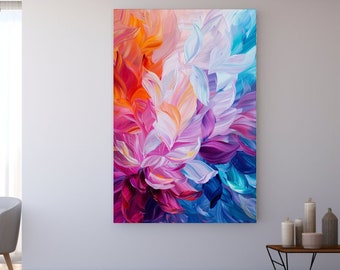 Colorful Petals, Abstraction Canvas Print, Canvas Picture, Luxury Home Design, Canvas Wall Art, Gift, Room Decor, Wall Hanging