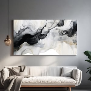 Abstrakte Ausdrücke, Leinwanddruck, Dekoration, Leinwand, Wandkunst, Perfektes Geschenk, Raumdekor, schwarz und weiß, fertig zum Aufhängen