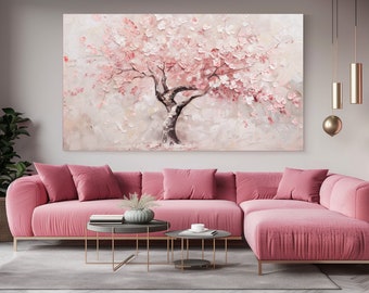 Pink, White Tree, Painting, Abstraction, Luxury Design, Canvas Print, Home Decor, Canvas Wall Art, Wall Art, Gift, Room Decor, Ready To Hang