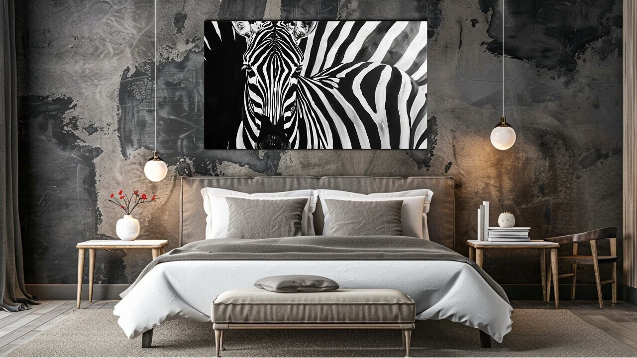 Zebra Stripes Painting, Animal Design, Canvas Print, Canvas Picture, Home Decor, Canvas Wall Art, Gift, Room Decor, Ready To Hang