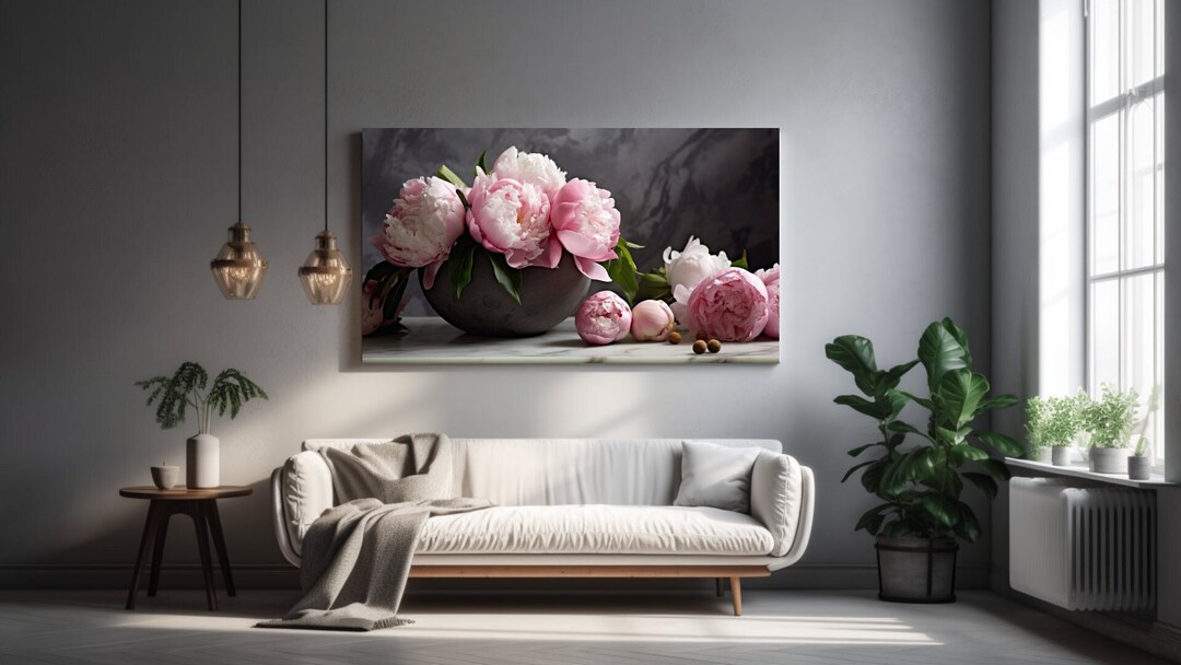 Peonies Blooms, Floral Canvas Print, Home Decor, Canvas Wall Art ...