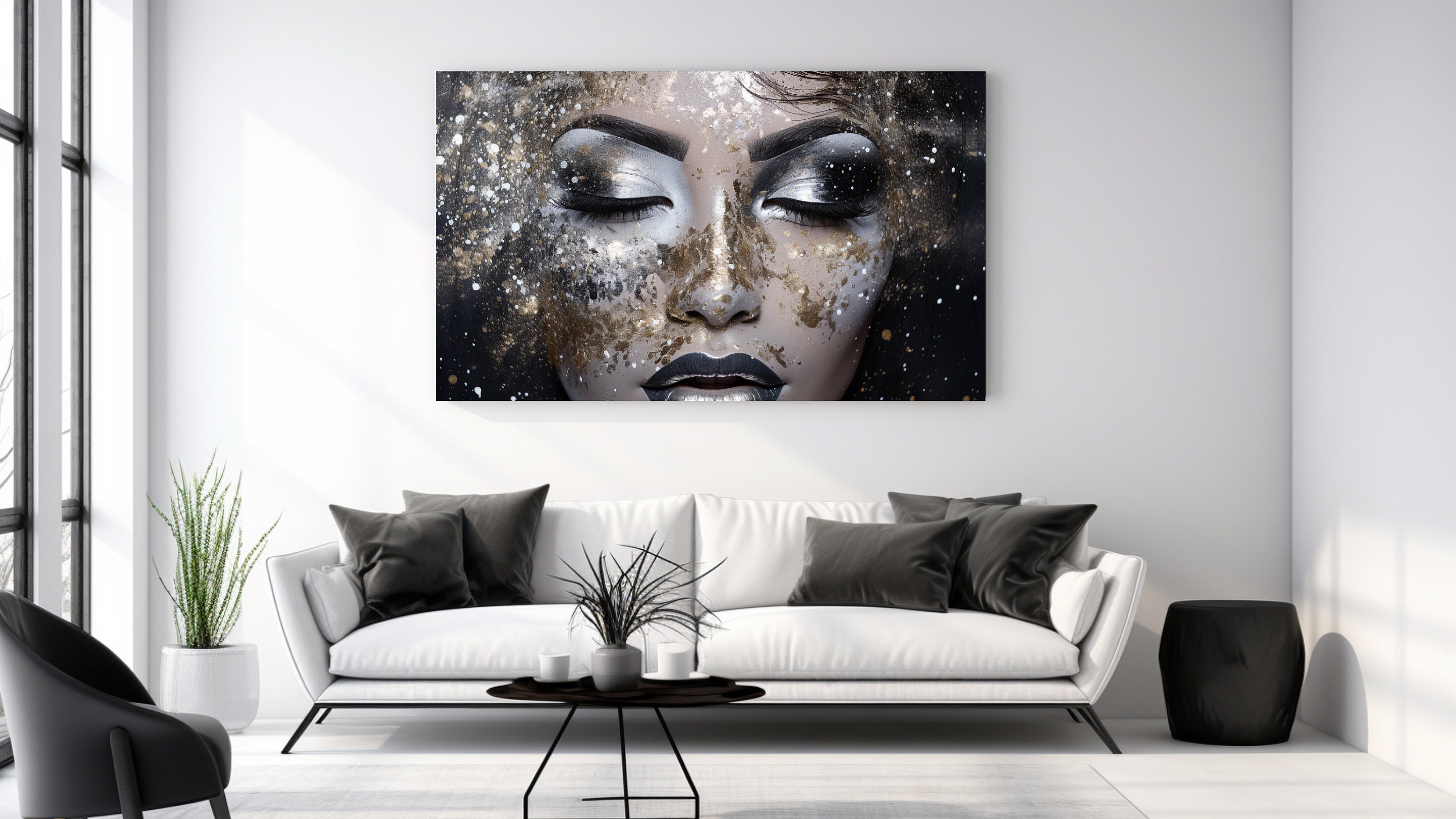 Glitter Face, Abstraction, Canvas Print, Home Decor, Canvas Wall Art, Modern Design,Wall Art, Perfect Gift, Room Decor, Gift