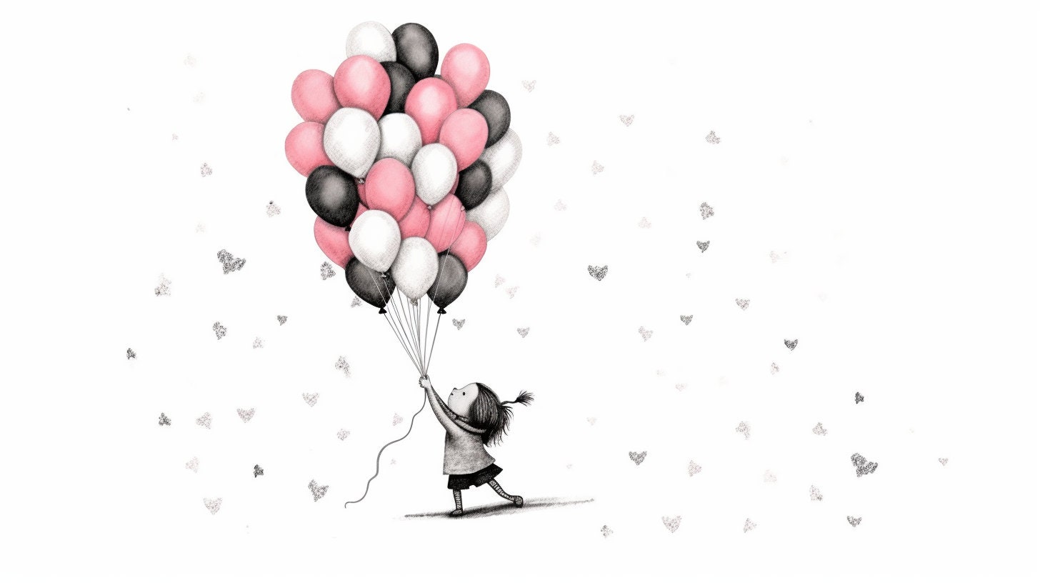 3 pz incorniciato ragazze vivaio tela arte della parete rosa ragazza stanza decorazione della parete immagini baby animali con palloncini stampati poster dipinti baby animali con palloncini per
