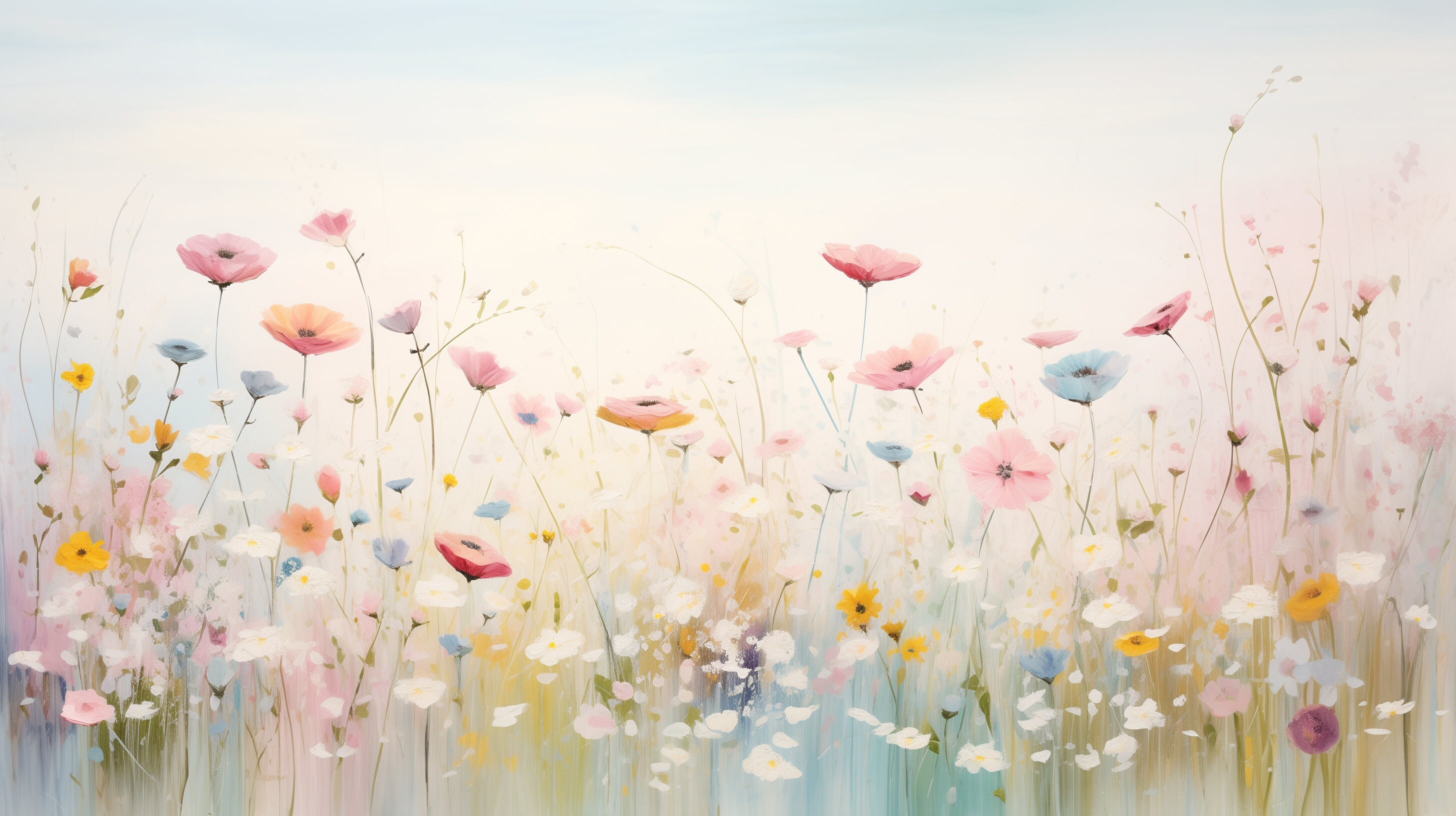 Spring Wild Flowers, Pastel Colours, Canvas Print, Home Decor, Wall Art ...