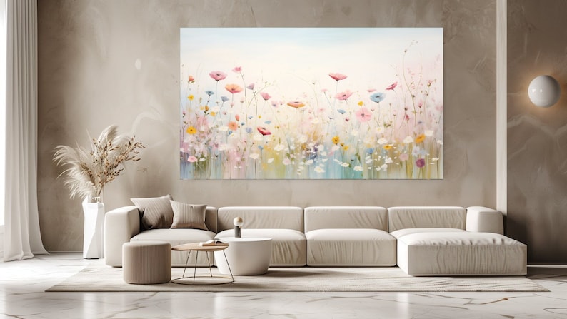 Spring Wild Flowers, Pastel Colours, Canvas Print, Home Decor, Wall Art ...